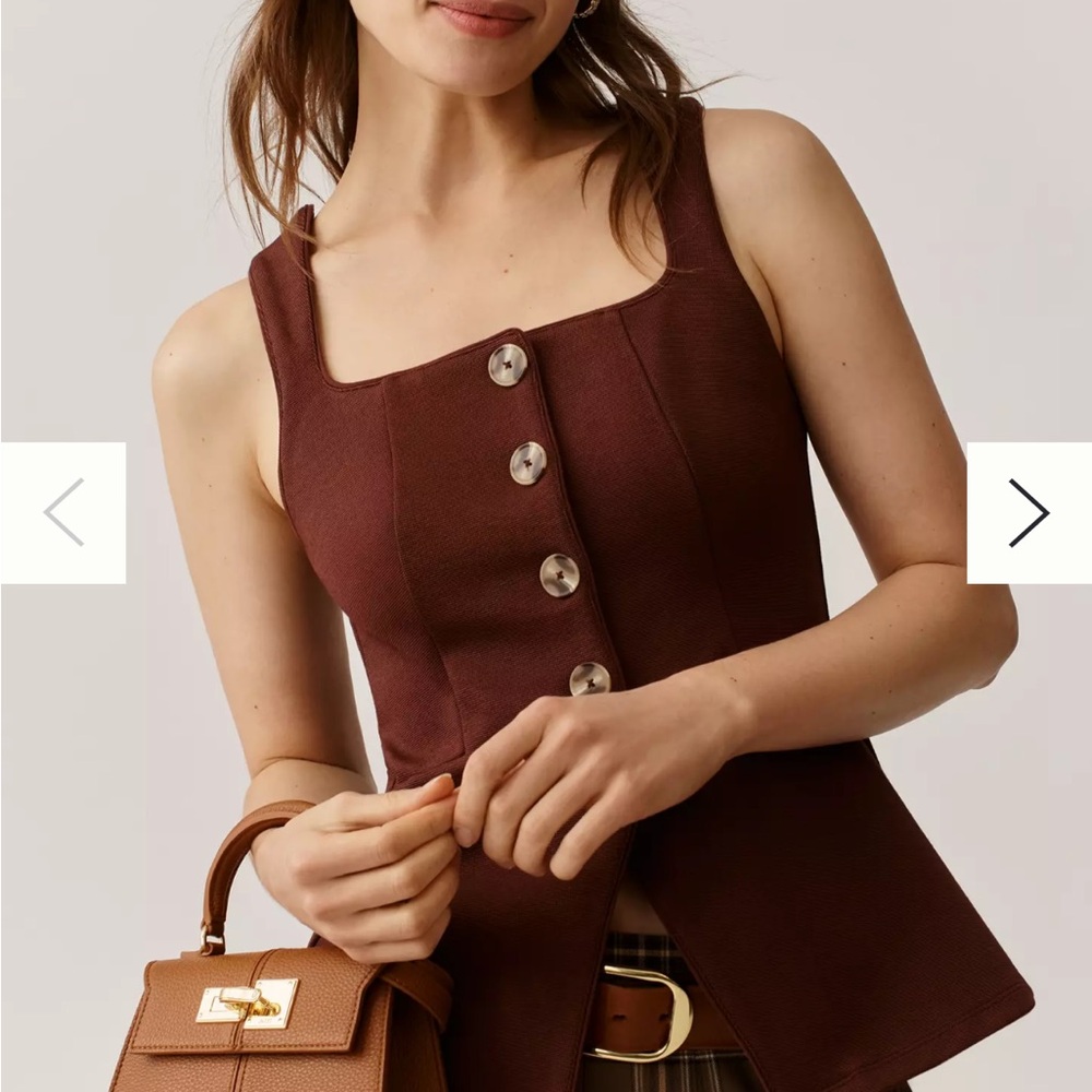 Maeve Structured Longline Vest in Cocoa Plum